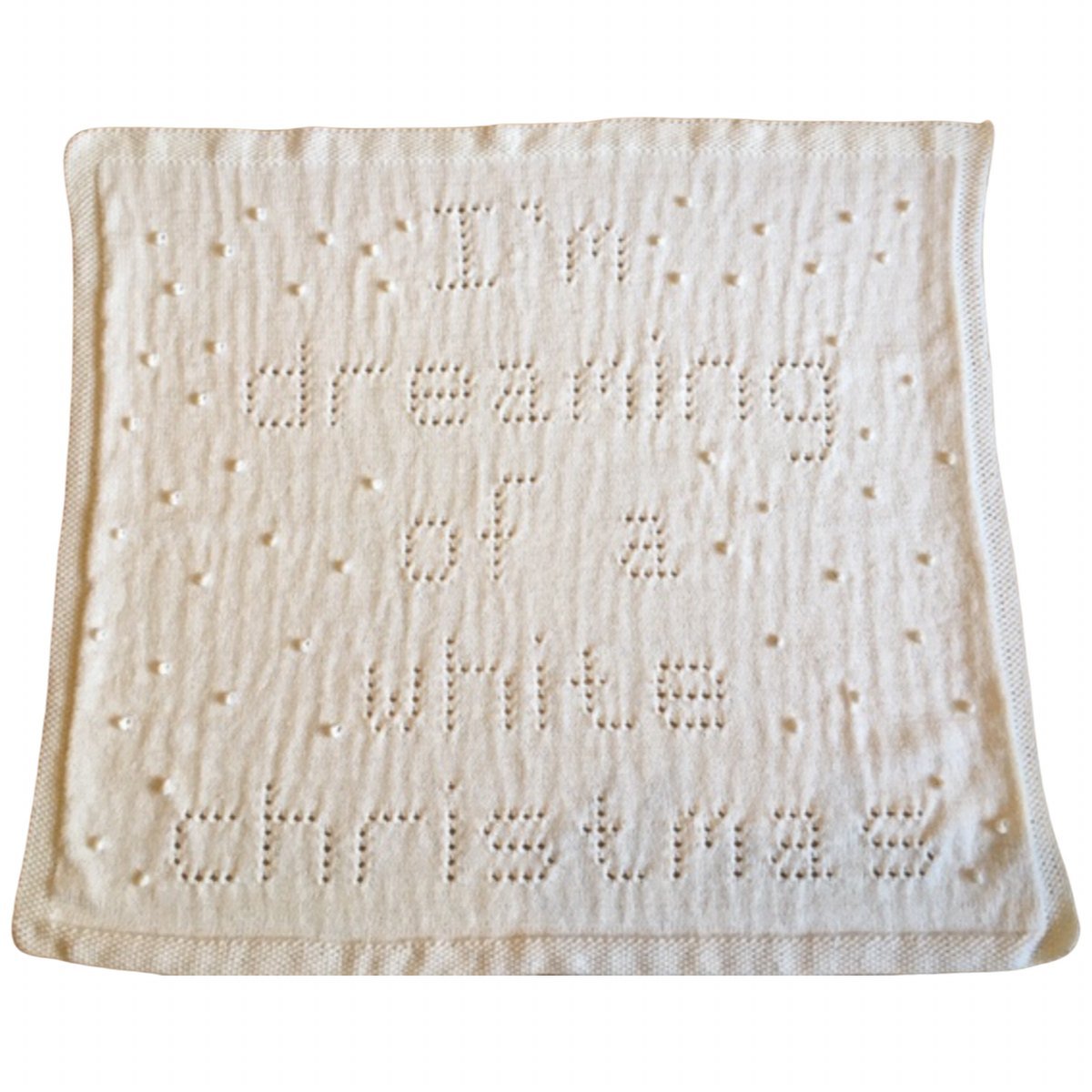 Knitting Pattern for Baby Blanket Dreaming of a White Christmas Bobble and Lace