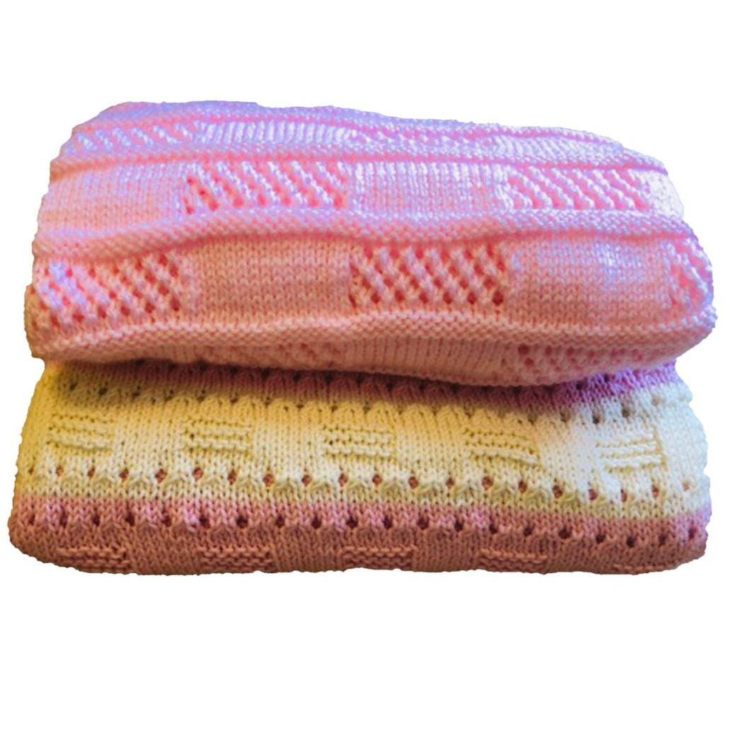 Patterns for Knitted Baby Blankets Pink Candy Stripe Easy Lace 